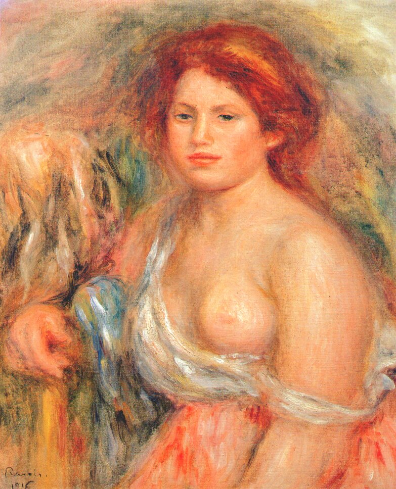 Model with bare breast 1916